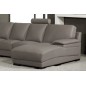 Canapé d'angle en cuir italien 6/7 places MISTER, gris clair, angle gauche