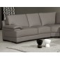 Canapé d'angle en cuir italien 6/7 places MISTER, gris clair, angle gauche