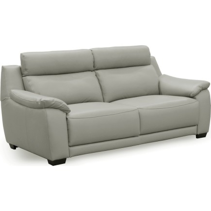 Canapé 3 places en 100% tout cuir épais luxe italien, gris clair. BERELI