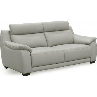 Canapé 3 places en 100% tout cuir épais luxe italien, gris clair. BERELI