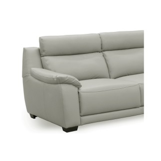 Canapé 3 places en 100% tout cuir épais luxe italien, gris clair. BERELI
