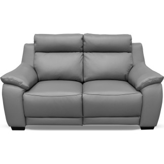 Canapé 2 places en 100% tout cuir épais luxe italien, gris foncé. BERELI