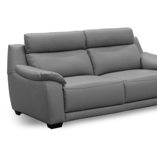 Canapé 2 places en 100% tout cuir épais luxe italien, gris foncé. BERELI
