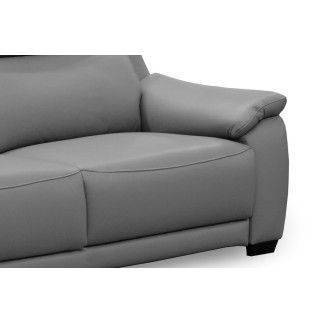 Canapé 2 places en 100% tout cuir épais luxe italien, gris foncé. BERELI
