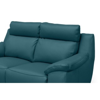 Canapé 2 places en 100% tout cuir épais luxe italien, turquoise. BERELI