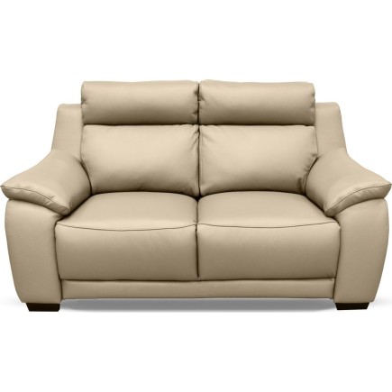 Canapé 2 places en 100% tout cuir épais luxe italien, beige. BERELI