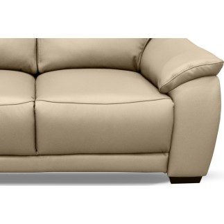 Canapé 2 places en 100% tout cuir épais luxe italien, beige. BERELI