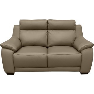 Canapé 2 places en 100% tout cuir épais luxe italien, taupe. BERELI