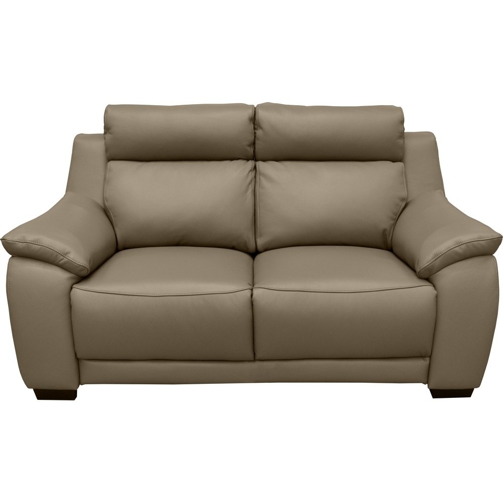 Canapé 2 places en 100% tout cuir épais luxe italien, taupe. BERELI Canapé 2 places en 100% tout cuir épais luxe italien, taupe. BERELI