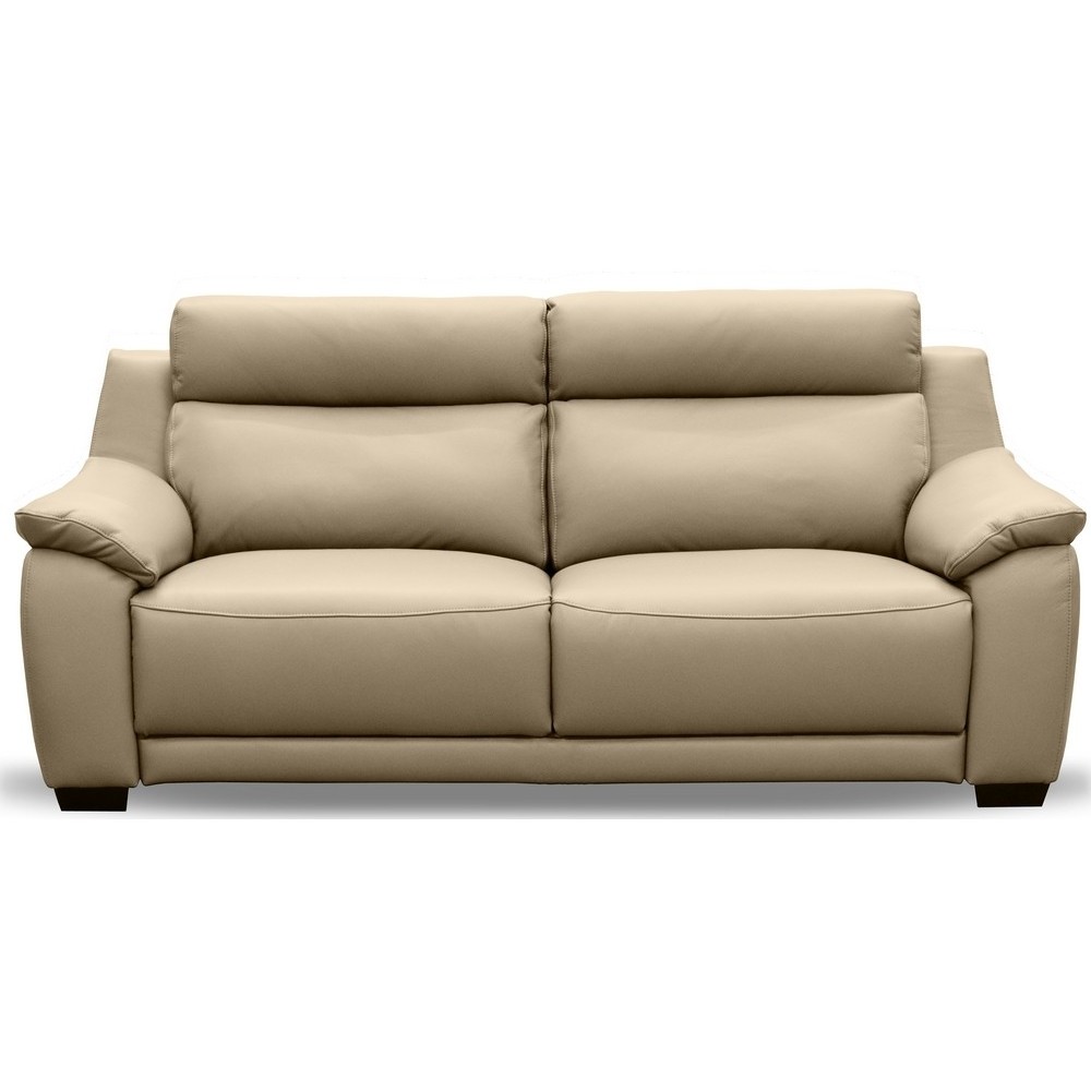 Canapé 3 places en 100% tout cuir épais luxe italien, beige. BERELI Canapé 3 places en 100% tout cuir épais luxe italien, beige. BERELI