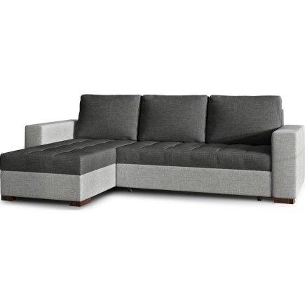Canapé d'angle convertible - en tissu qualité gris foncé et gris clair, 4/5 places, avec coffre, angle gauche (vu de face), NEST
