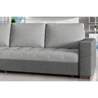 Canapé d'angle convertible - en tissu qualité gris clair et gris foncé, 4/5 places, avec coffre, angle gauche (vu de face), NEST