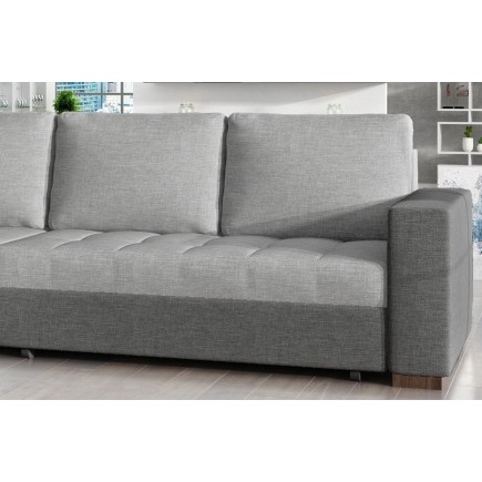 Canapé d'angle convertible - en tissu qualité gris clair et gris foncé, 4/5 places, avec coffre, angle gauche (vu de face), NEST