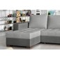 Canapé d'angle convertible - en tissu qualité gris clair et gris foncé, 4/5 places, avec coffre, angle gauche (vu de face), NEST