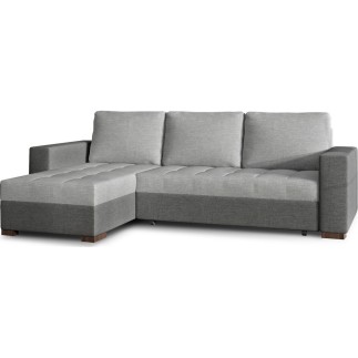Canapé d'angle convertible - en tissu qualité gris clair et gris foncé, 4/5 places, avec coffre, angle gauche (vu de face), NEST