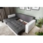 Canapé d'angle convertible - en tissu qualité gris clair et gris foncé, 4/5 places, avec coffre, angle gauche (vu de face), NEST
