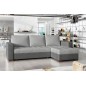 Canapé d'angle convertible en tissu qualité gris clair et gris foncé, 4/5 places, avec coffre, angle droit (vu de face), NESTOR Canapé d'angle convertible en tissu qualité gris clair et gris foncé, 4/5 places, avec coffre, angle droit (vu de face), NESTOR