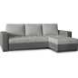 Canapé d'angle convertible en tissu qualité gris clair et gris foncé, 4/5 places, avec coffre, angle droit (vu de face), NESTOR Canapé d'angle convertible en tissu qualité gris clair et gris foncé, 4/5 places, avec coffre, angle droit (vu de face), NESTOR