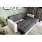 Canapé d'angle convertible en tissu qualité gris clair et gris foncé, 4/5 places, avec coffre, angle droit (vu de face), NESTOR Canapé d'angle convertible en tissu qualité gris clair et gris foncé, 4/5 places, avec coffre, angle droit (vu de face), NESTOR