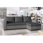 Canapé d'angle convertible - en tissu qualité gris foncé et gris clair, 4/5 places, avec coffre, angle droit (vu de face), NESTO Canapé d'angle convertible - en tissu qualité gris foncé et gris clair, 4/5 places, avec coffre, angle droit (vu de face), NESTO