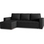 Canapé d'angle convertible - en tissu qualité noir, 4/5 places, avec coffre, angle gauche (vu de face), NESTOR Canapé d'angle convertible - en tissu qualité noir, 4/5 places, avec coffre, angle gauche (vu de face), NESTOR
