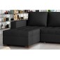 Canapé d'angle convertible - en tissu qualité noir, 4/5 places, avec coffre, angle gauche (vu de face), NESTOR Canapé d'angle convertible - en tissu qualité noir, 4/5 places, avec coffre, angle gauche (vu de face), NESTOR