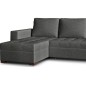 Canapé d'angle convertible en tissu qualité gris foncé, 4/5 places, avec coffre, angle gauche (vu de face), NESTOR
