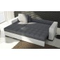 Canapé d'angle convertible en tissu qualité gris foncé, 4/5 places, avec coffre, angle gauche (vu de face), NESTOR