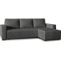 Canapé d'angle convertible en tissu qualité gris foncé, 4/5 places, avec coffre, angle droit (vu de face), NESTOR