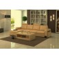 Canapé d'angle en cuir italien 5 places ROMANA, beige, angle gauche