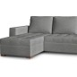 Canapé d'angle convertible - en tissu qualité gris clair, 4/5 places, avec coffre, angle gauche (vu de face), NESTOR Canapé d'angle convertible - en tissu qualité gris clair, 4/5 places, avec coffre, angle gauche (vu de face), NESTOR