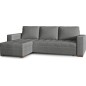 Canapé d'angle convertible - en tissu qualité gris clair, 4/5 places, avec coffre, angle gauche (vu de face), NESTOR Canapé d'angle convertible - en tissu qualité gris clair, 4/5 places, avec coffre, angle gauche (vu de face), NESTOR