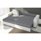 Canapé d'angle convertible - en tissu qualité gris clair, 4/5 places, avec coffre, angle gauche (vu de face), NESTOR Canapé d'angle convertible - en tissu qualité gris clair, 4/5 places, avec coffre, angle gauche (vu de face), NESTOR