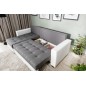 Canapé d'angle convertible - en tissu qualité gris clair, 4/5 places, avec coffre, angle gauche (vu de face), NESTOR Canapé d'angle convertible - en tissu qualité gris clair, 4/5 places, avec coffre, angle gauche (vu de face), NESTOR