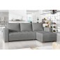 Canapé d'angle convertible en tissu qualité gris clair, 4/5 places, avec coffre, angle droit (vu de face), NESTOR