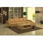 Canapé d'angle en cuir italien 5 places ROMANA, beige, angle droit