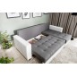 Canapé d'angle convertible en tissu qualité gris clair, 4/5 places, avec coffre, angle droit (vu de face), NESTOR