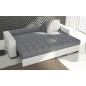 Canapé d'angle convertible en tissu qualité gris clair, 4/5 places, avec coffre, angle droit (vu de face), NESTOR
