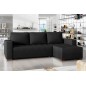 Canapé d'angle convertible - en tissu qualité noir, 4/5 places, avec coffre, angle droit (vu de face), NESTOR Canapé d'angle convertible - en tissu qualité noir, 4/5 places, avec coffre, angle droit (vu de face), NESTOR