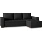 Canapé d'angle convertible - en tissu qualité noir, 4/5 places, avec coffre, angle droit (vu de face), NESTOR Canapé d'angle convertible - en tissu qualité noir, 4/5 places, avec coffre, angle droit (vu de face), NESTOR