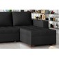 Canapé d'angle convertible - en tissu qualité noir, 4/5 places, avec coffre, angle droit (vu de face), NESTOR Canapé d'angle convertible - en tissu qualité noir, 4/5 places, avec coffre, angle droit (vu de face), NESTOR