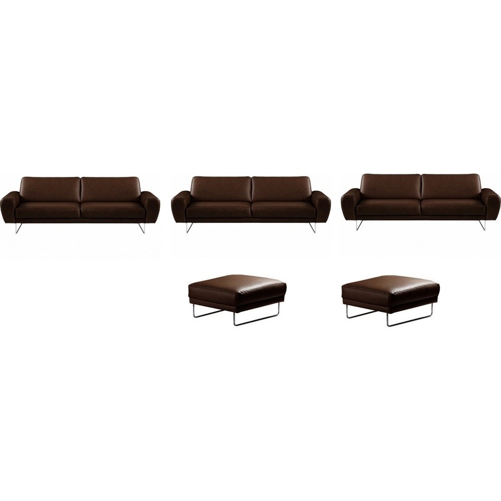 1er acompte commande : 3 Canapés 3 places en 100% TOUT cuir italien de prestige, SPENCER couleur Chocolat , 2 Poufs Spencer en t