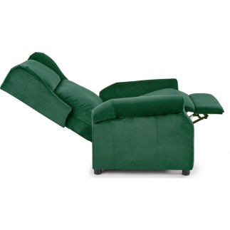 Fauteuil relax manuel, velours vert de qualité, AGNELO 2
