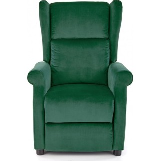 Fauteuil relax manuel, velours vert de qualité, AGNELO 2