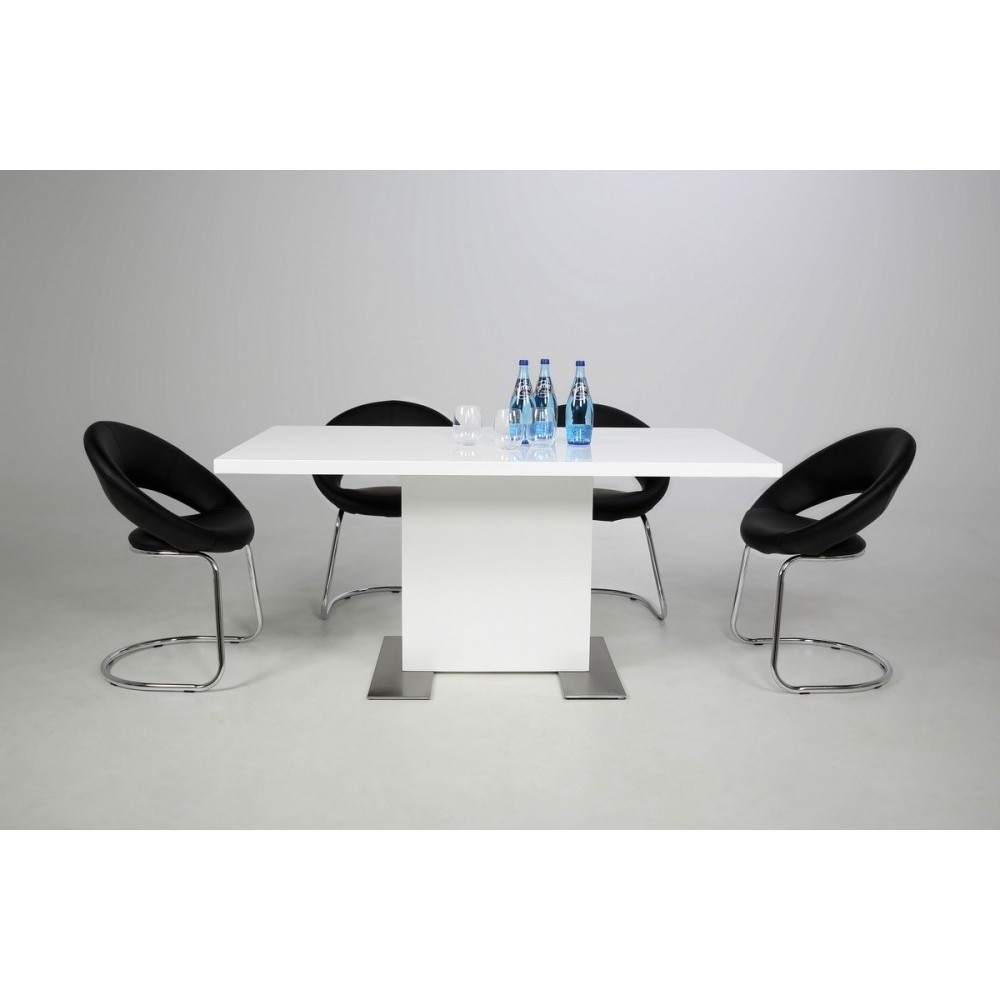 Table à manger design laqué blanc à rallonges, BRUNI Table à manger design laqué blanc à rallonges, BRUNI