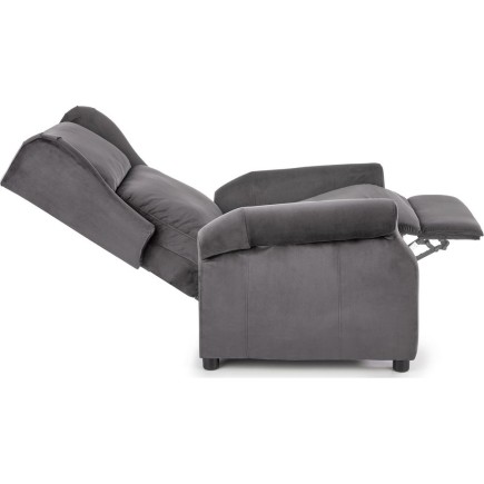 Fauteuil relax manuel, velours gris de qualité, AGNELO 2, Fauteuil 1 place