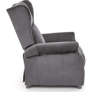 Fauteuil relax manuel, velours gris de qualité, AGNELO 2
