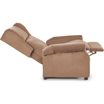 Fauteuil relax manuel, velours beige de qualité, AGNELO 2, Fauteuil 1 place