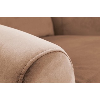 Fauteuil relax manuel, velours beige de qualité, AGNELO 2