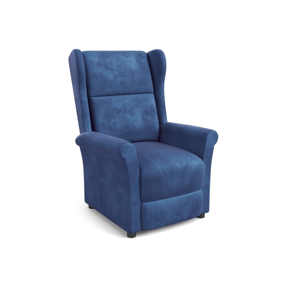 Fauteuil relax manuel, velours bleu, inclinable, repose pied réglable, AGNELO 2, Fauteuil 1 place Fauteuil relax manuel, velours bleu, inclinable, repose pied réglable, AGNELO 2, Fauteuil 1 place